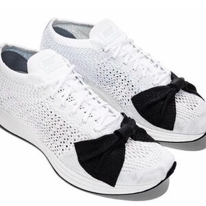 NIKE x COMME DES GARCONS Flyknit White Racer 2017 Black Bow